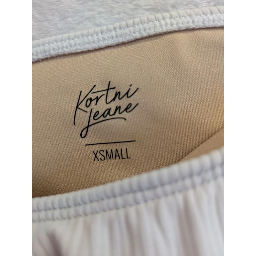 Kortni Jeane XSMALL Tan Patterned Swim Top Ruffle High Waist‎ Bottom Set